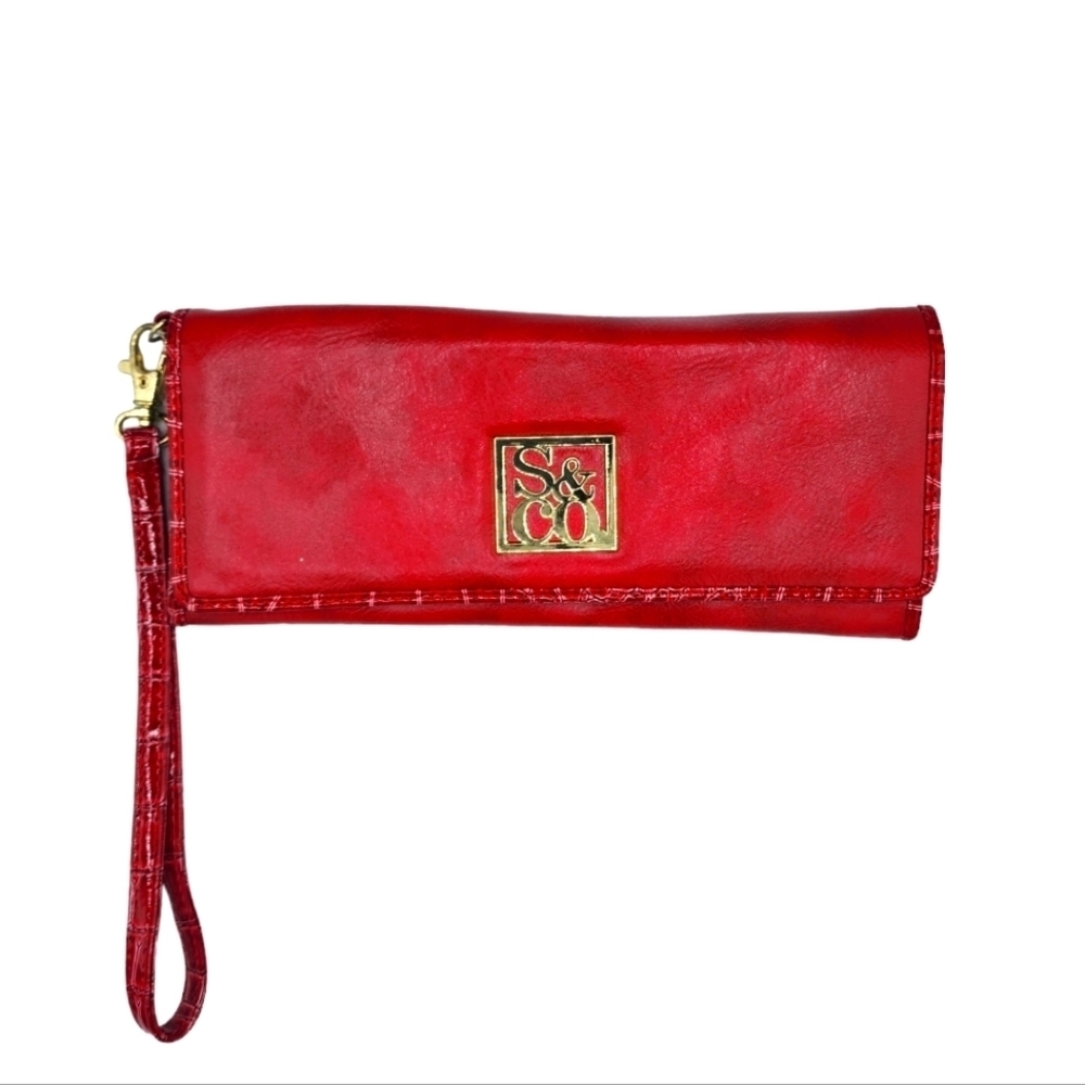 Style & Co 9x4" inch Red Leather Flip Wallet Detachable Wristlet